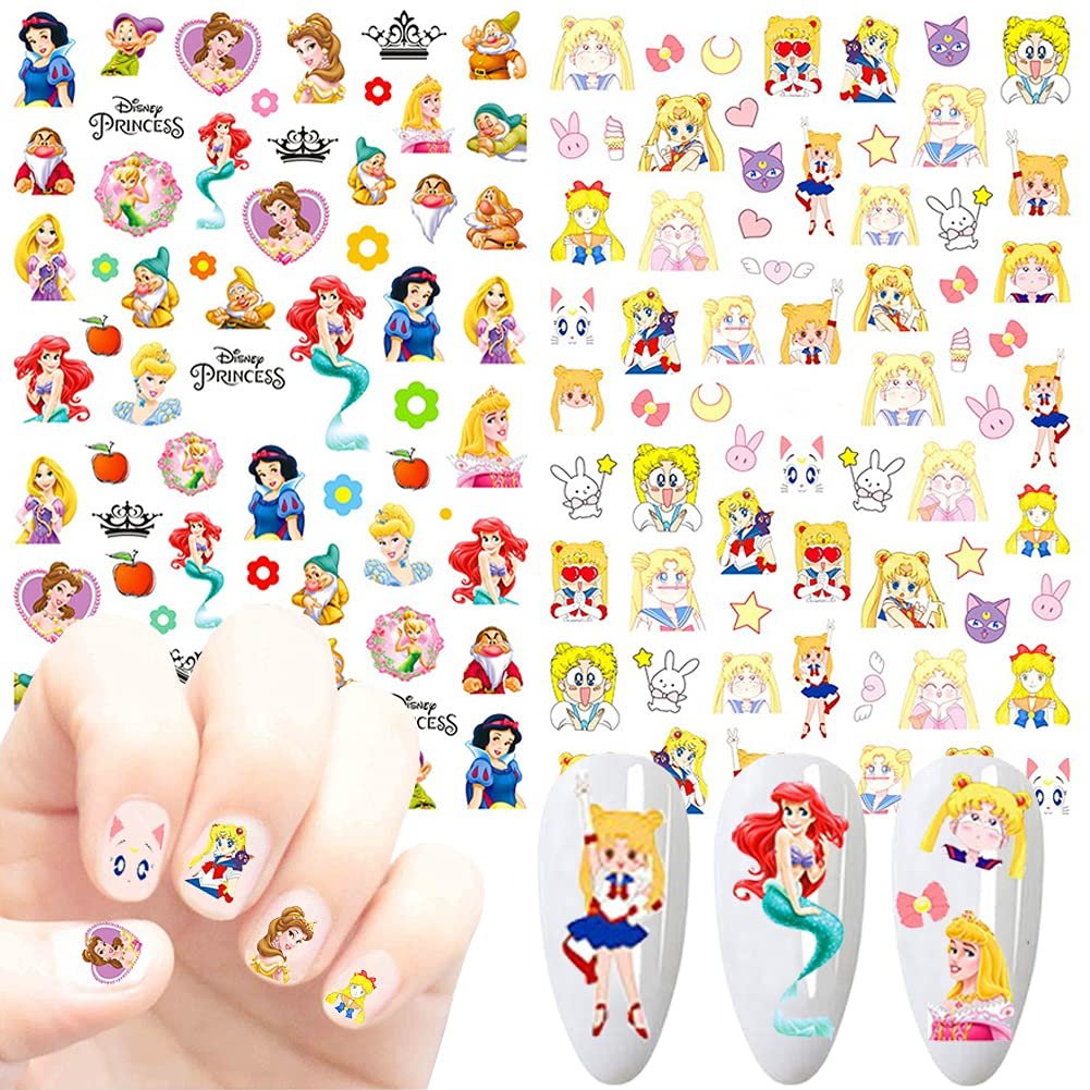 Cute Cartoon Nail Art Stickers - 3D Self-Adhesive Nail Decals for Acrylic Nails, 7 Sheets Multicolor - görsel 5