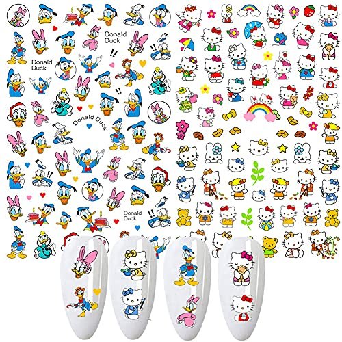 Cute Cartoon Nail Art Stickers - 3D Self-Adhesive Nail Decals for Acrylic Nails, 7 Sheets Multicolor - görsel 4