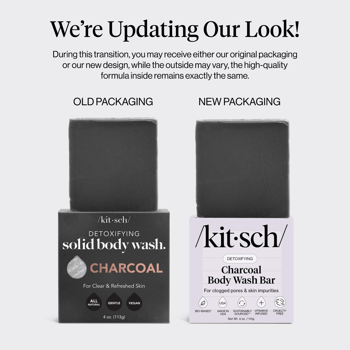 Kitsch Charcoal Soap Body Wash Bar – Detoxifying Activated Charcoal Bar Soap for Excess Oil & Impurities, Pores, Firming & Moisturizing – Made in USA - 4 oz - görsel 3
