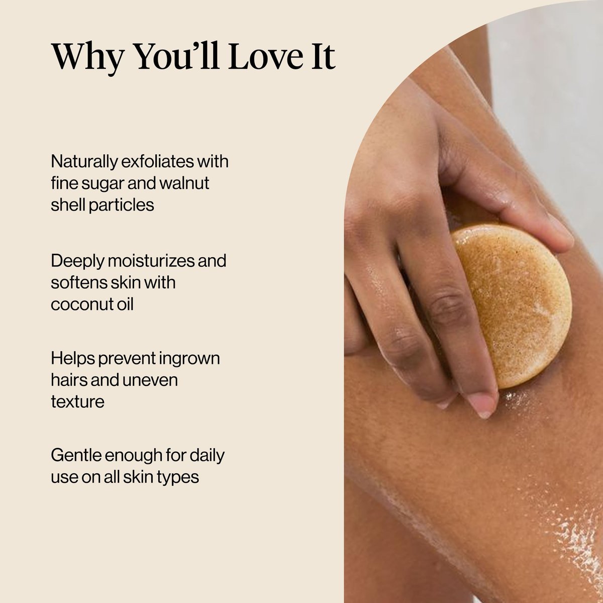Kitsch Exfoliating Sugar Body Scrub Bar Soap – Hydrating & Polishing Body Scrub with Walnut Shell & Coconut Oil for Smooth, Glowing Skin – Made in USA, 4 oz - görsel 3