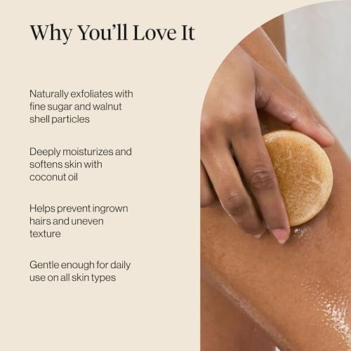Kitsch Exfoliating Sugar Body Scrub Bar Soap – Hydrating & Polishing Body Scrub with Walnut Shell & Coconut Oil for Smooth, Glowing Skin – Made in USA, 4 oz - görsel 4