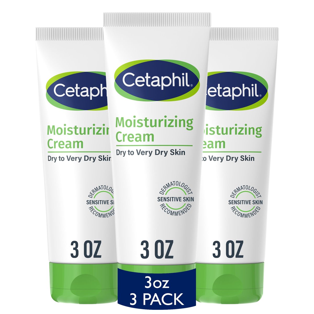 Cetaphil Face & Body Moisturizer, Hydrating Moisturizing Cream for Dry to Very Dry, Sensitive Skin, Fragrance Free, Non-Comedogenic, Non-Greasy, 3 oz (Pack of 3) - görsel 1
