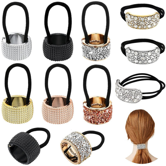Canlierr 8 Pcs Rhinestone Ponytail Holder Set - Crystal Elastic Hair Ties for Women and Girls, Mixed Colors