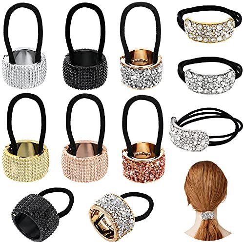 Canlierr 8 Pcs Rhinestone Ponytail Holder Set - Crystal Elastic Hair Ties for Women and Girls, Mixed Colors - görsel 2