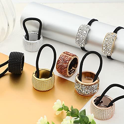 Canlierr 8 Pcs Rhinestone Ponytail Holder Set - Crystal Elastic Hair Ties for Women and Girls, Mixed Colors - görsel 10
