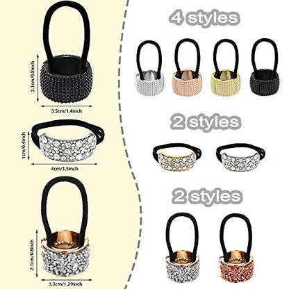 Canlierr 8 Pcs Rhinestone Ponytail Holder Set - Crystal Elastic Hair Ties for Women and Girls, Mixed Colors