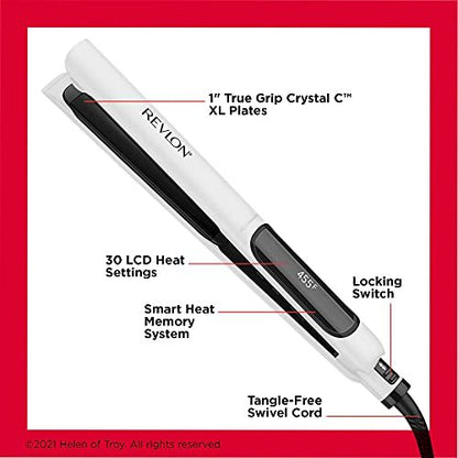 REVLON Crystal C + Ceramic Digital Hair Flat Iron | Long-Lasting Shine and Less Frizz, 1 Inch Avelisse