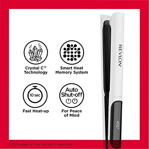 REVLON Crystal C + Ceramic Digital Hair Flat Iron | Long-Lasting Shine and Less Frizz, 1 Inch Avelisse