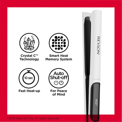 REVLON Crystal C + Ceramic Digital Hair Flat Iron | Long-Lasting Shine and Less Frizz, 1 Inch Avelisse