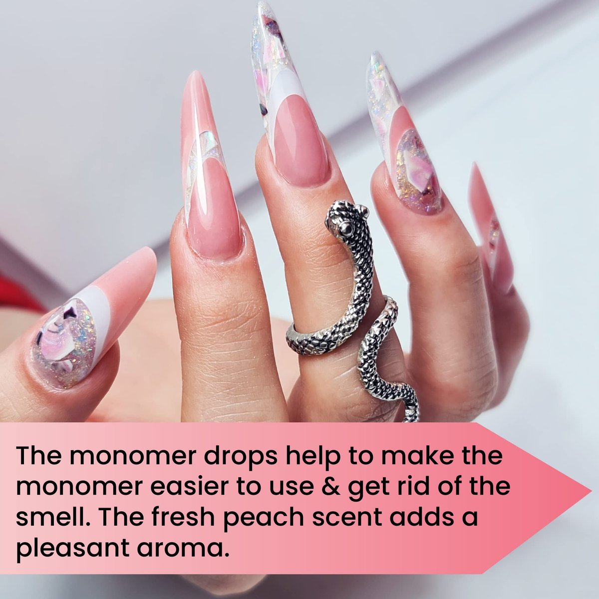 Mia Secret Monomer Drops - Peach Scent - 1 oz - Odor Neutralizer - Liquid Acrylic for Nails Avelisse