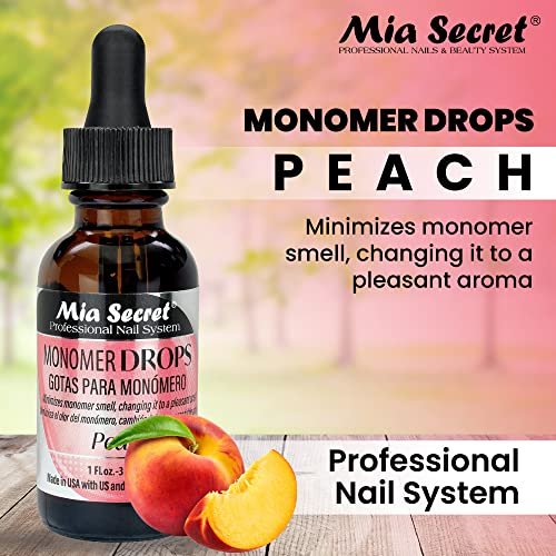 Mia Secret Monomer Drops - Peach Scent - 1 oz - Odor Neutralizer - Liquid Acrylic for Nails Avelisse