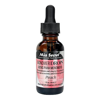Mia Secret Monomer Drops - Peach Scent - 1 oz - Odor Neutralizer - Liquid Acrylic for Nails Avelisse