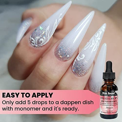 Mia Secret Monomer Drops - Peach Scent - 1 oz - Odor Neutralizer - Liquid Acrylic for Nails Avelisse