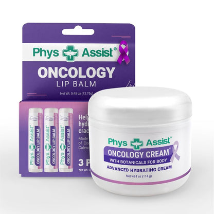 Oncology Cream 4 oz plus 3 Pack Lip Balm – Hydrating Therapy for Stressed Skin During Chemo or Radiation Avelisse