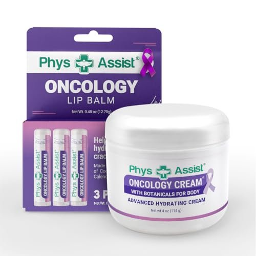 Oncology Cream 4 oz plus 3 Pack Lip Balm – Hydrating Therapy for Stressed Skin During Chemo or Radiation Avelisse