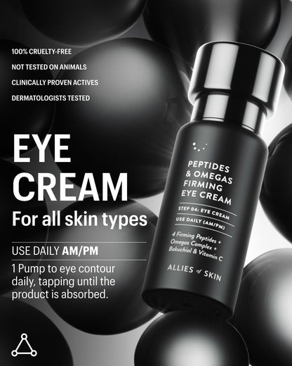 Allies of Skin Peptides Firming Eye Cream – Under Eye Moisturizer for Dark Circles, Puffiness & Fine Lines with Bakuchiol, Ceramides & Vitamin C Avelisse