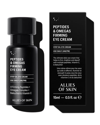 Allies of Skin Peptides Firming Eye Cream – Under Eye Moisturizer for Dark Circles, Puffiness & Fine Lines with Bakuchiol, Ceramides & Vitamin C Avelisse