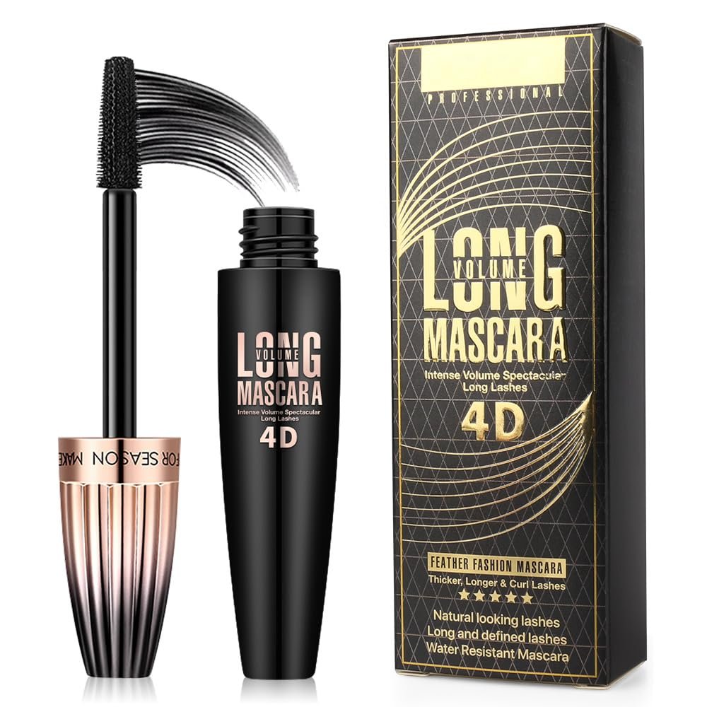 4D Silk Fiber Lash Mascara – Waterproof, Long-Lasting Volume & Length for Natural, Full Lashes (Black, 0.33 Fl Oz) - görsel 1