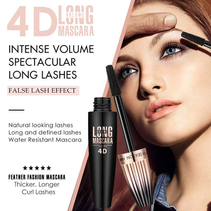 4D Silk Fiber Lash Mascara – Waterproof, Long-Lasting Volume & Length for Natural, Full Lashes (Black, 0.33 Fl Oz)