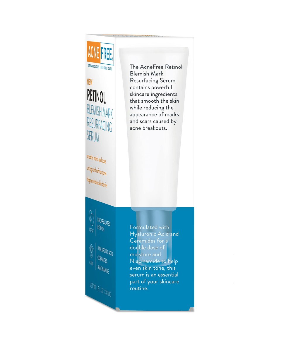 AcneFree Retinol Blemish Mark Resurfacing Serum with Hyaluronic Acid and Niacinamide - Reduces Acne Marks, Redness Control - 1 oz - görsel 11