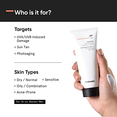 Minimalist Sunscreen SPF 50 Lightweight with Multi-Vitamins | No White Cast | Broad Spectrum PA ++++ | For Women & Men | 50g - görsel 12