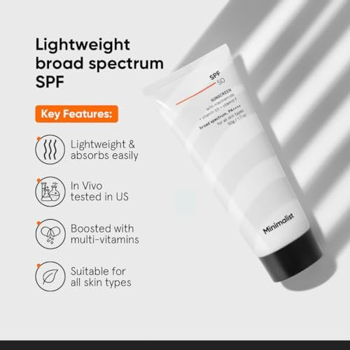 Minimalist Sunscreen SPF 50 Lightweight with Multi-Vitamins | No White Cast | Broad Spectrum PA ++++ | For Women & Men | 50g - görsel 4