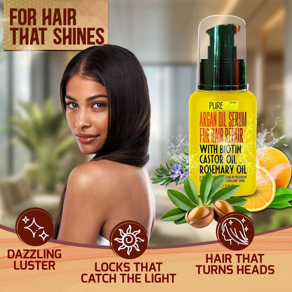Moroccan Argan Oil Hair Serum – Rescue Frizzy & Damaged Locks with Heat Protectant & Straightening – Hydrating Anti-Frizz for Curly & Straight Hair – 1.7 Fl Oz