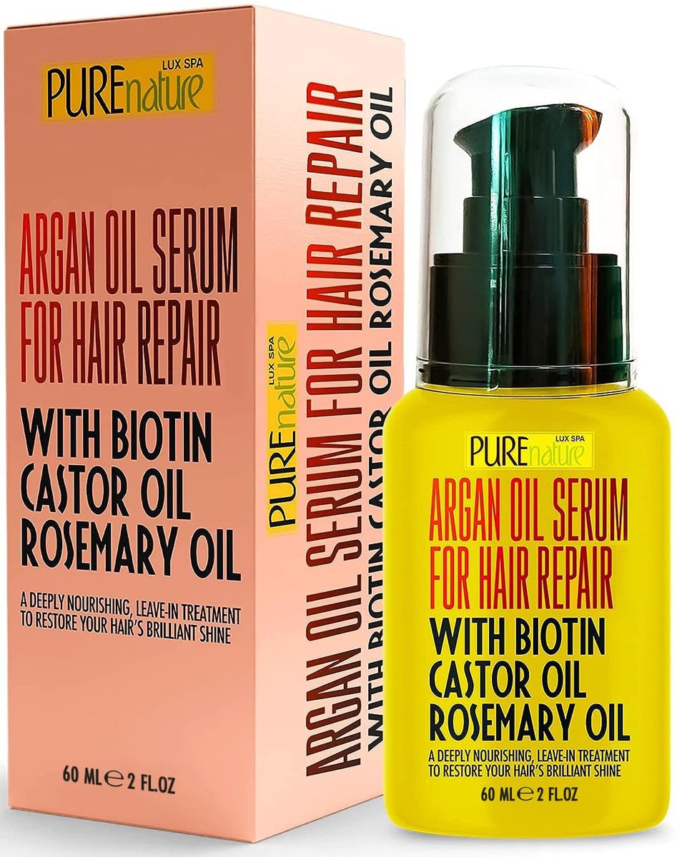 Moroccan Argan Oil Hair Serum – Rescue Frizzy & Damaged Locks with Heat Protectant & Straightening – Hydrating Anti-Frizz for Curly & Straight Hair – 1.7 Fl Oz - görsel 1