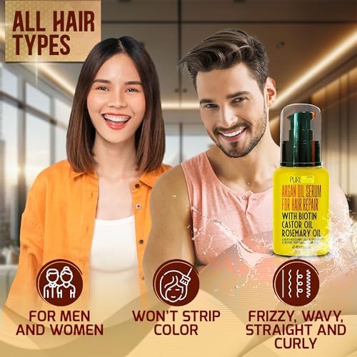 Moroccan Argan Oil Hair Serum – Rescue Frizzy & Damaged Locks with Heat Protectant & Straightening – Hydrating Anti-Frizz for Curly & Straight Hair – 1.7 Fl Oz - görsel 10