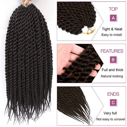 Admutty Havana Twist Crochet Hair 6 Packs 22 Inch Jumbo Senegalese Twist Braids (Color 4#)