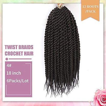 Admutty Havana Twist Crochet Hair 6 Packs 22 Inch Jumbo Senegalese Twist Braids (Color 4#)