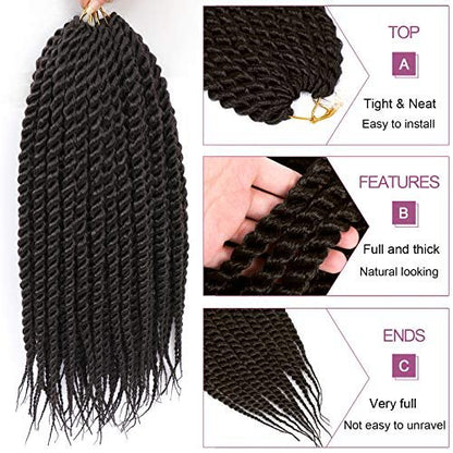 Admutty Havana Twist Crochet Hair 6 Packs 22 Inch Jumbo Senegalese Twist Braids (Color 4#)