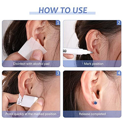 12 Pack Disposable Ear Piercing Tool with 12 Ear Studs – Self Piercing Kit, No Pain, Easy to Use, 5mm Studs, Assorted Colors