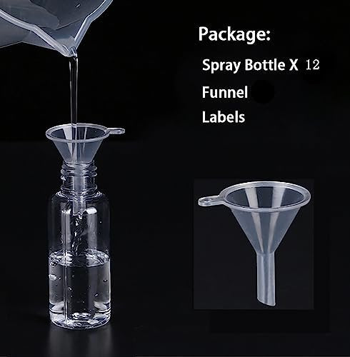 TINFO 12 Pack 4oz Clear Empty Fine Mist Spray Bottles – Mini Plastic Travel Bottle Set for Hair, Cleaning, and More - görsel 4