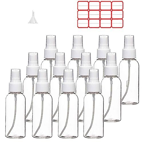 TINFO 12 Pack 4oz Clear Empty Fine Mist Spray Bottles – Mini Plastic Travel Bottle Set for Hair, Cleaning, and More - görsel 2