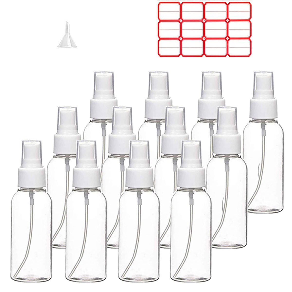 TINFO 12 Pack 4oz Clear Empty Fine Mist Spray Bottles – Mini Plastic Travel Bottle Set for Hair, Cleaning, and More - görsel 1