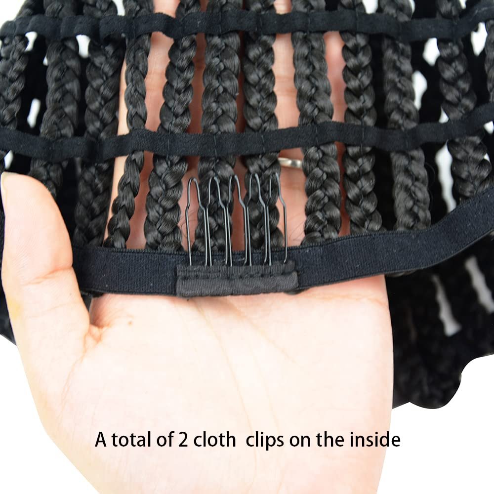 Black Braided Wig Cap – Crochet Wig Cap with Adjustable Elastic Band and Hair Clips for Wig Making and Cornrows - görsel 9