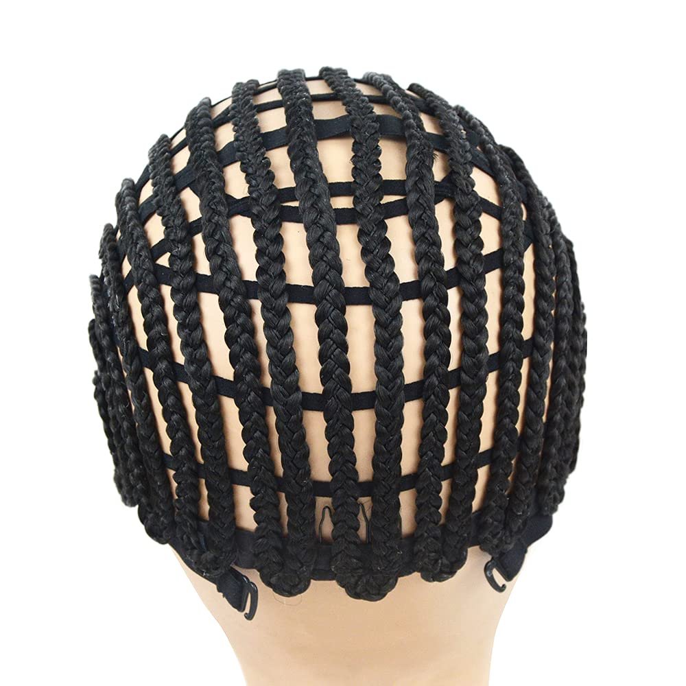 Black Braided Wig Cap – Crochet Wig Cap with Adjustable Elastic Band and Hair Clips for Wig Making and Cornrows - görsel 7