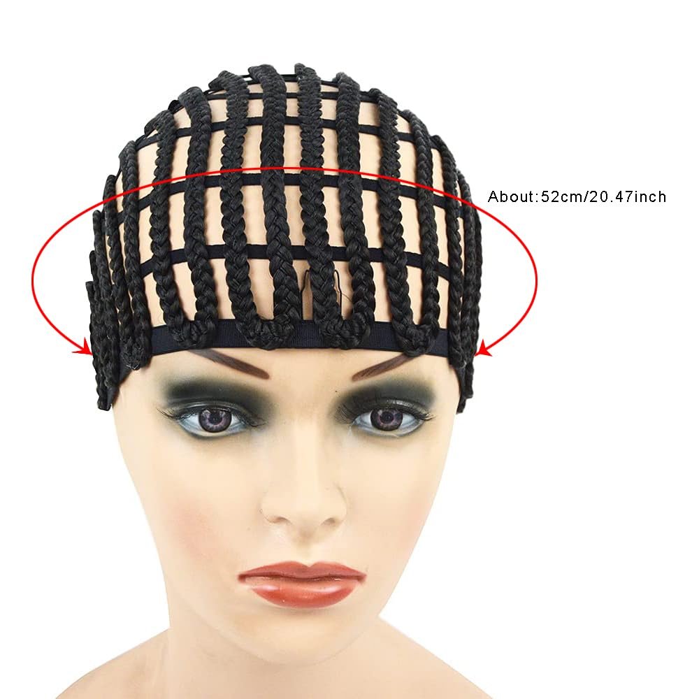 Black Braided Wig Cap – Crochet Wig Cap with Adjustable Elastic Band and Hair Clips for Wig Making and Cornrows - görsel 3