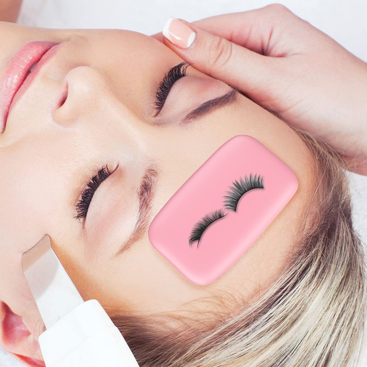 YEAJOIN 6-Pack Silicone False Eyelash Holder Pads – Reusable Lash Extension Tools for Loose Lashes, Transparent & Pink - görsel 6