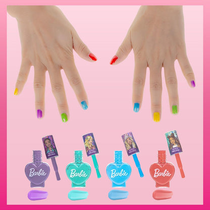 Barbie Movie 18 Piece Water-Based Nail Polish Set for Kids - Non-Toxic, Peelable, Includes Nail Gems & File - Perfect for Parties & Birthdays by Townley Girl Avelisse