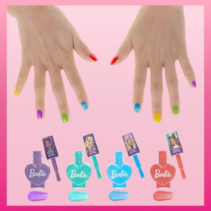 Barbie Movie 18 Piece Water-Based Nail Polish Set for Kids - Non-Toxic, Peelable, Includes Nail Gems & File - Perfect for Parties & Birthdays by Townley Girl Avelisse