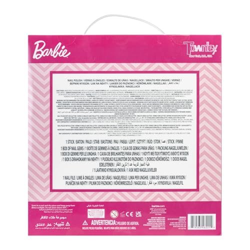 Barbie Movie 18 Piece Water-Based Nail Polish Set for Kids - Non-Toxic, Peelable, Includes Nail Gems & File - Perfect for Parties & Birthdays by Townley Girl Avelisse