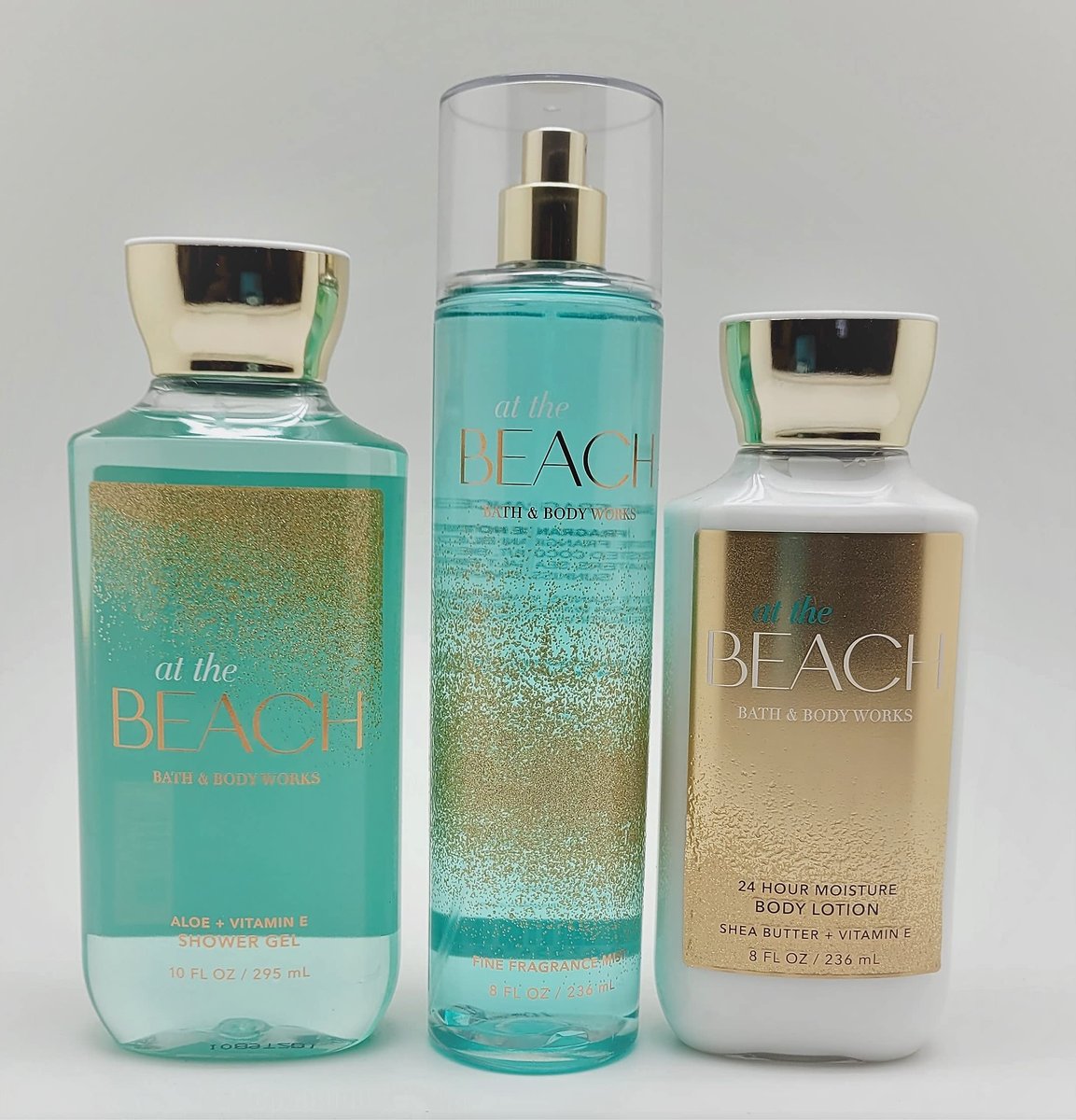 Bath & Body Works At the Beach 3-Piece Trio Bundle: Shower Gel, Fine Fragrance Mist & 24-Hour Moisture Body Lotion (Full Size) Avelisse