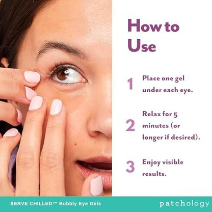 Patchology Serve Chilled Bubbly Eye Gels with Niacinamide and Vitamin C - Hydrating Under Eye Patches (5 Pairs)