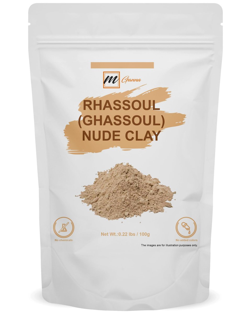 mGanna 100% Natural Moroccan Rhassoul Clay Powder – 100g for Face Masks, Hair Masks, Scrubs, and Soap Making Avelisse
