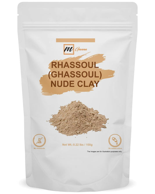 mGanna 100% Natural Moroccan Rhassoul Clay Powder – 100g for Face Masks, Hair Masks, Scrubs, and Soap Making Avelisse