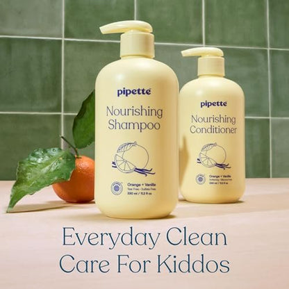 Pipette Kids Daily Haircare Trio - Leave-In Detangler, Tear-Free Shampoo & Conditioner, Non-Toxic & Hypoallergenic, Orange Vanilla Scent (Pack of 3) Avelisse