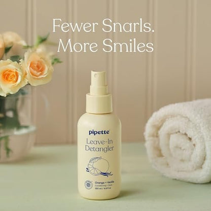 Pipette Leave-In Hair Detangler Spray for Kids - Silicone-Free Detangling Spray with Squalane, Orange & Vanilla Scent, 4.4 Fl Oz