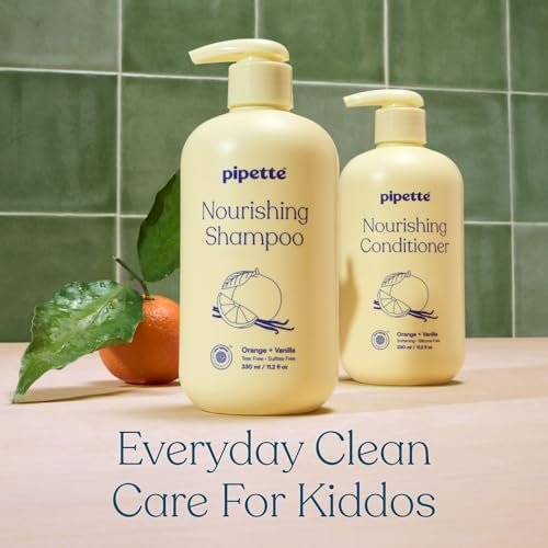 Pipette Kids Daily Haircare Trio - Leave-In Detangler, Tear-Free Shampoo & Conditioner, Non-Toxic & Hypoallergenic, Orange Vanilla Scent (Pack of 3) Avelisse